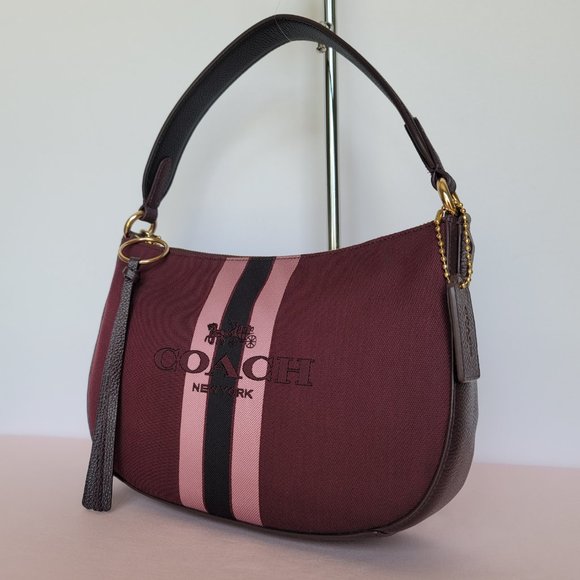 COACH Sutton Horse and Carriage Jacquard & Leather Crossbody-Oxblood Multi color - Picture 4 of 16